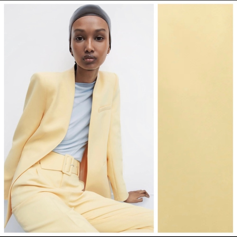 NWT Zara Collarless Yellow Blazer Size S